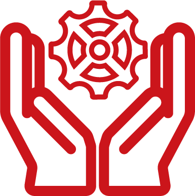 hands holding a cog icon